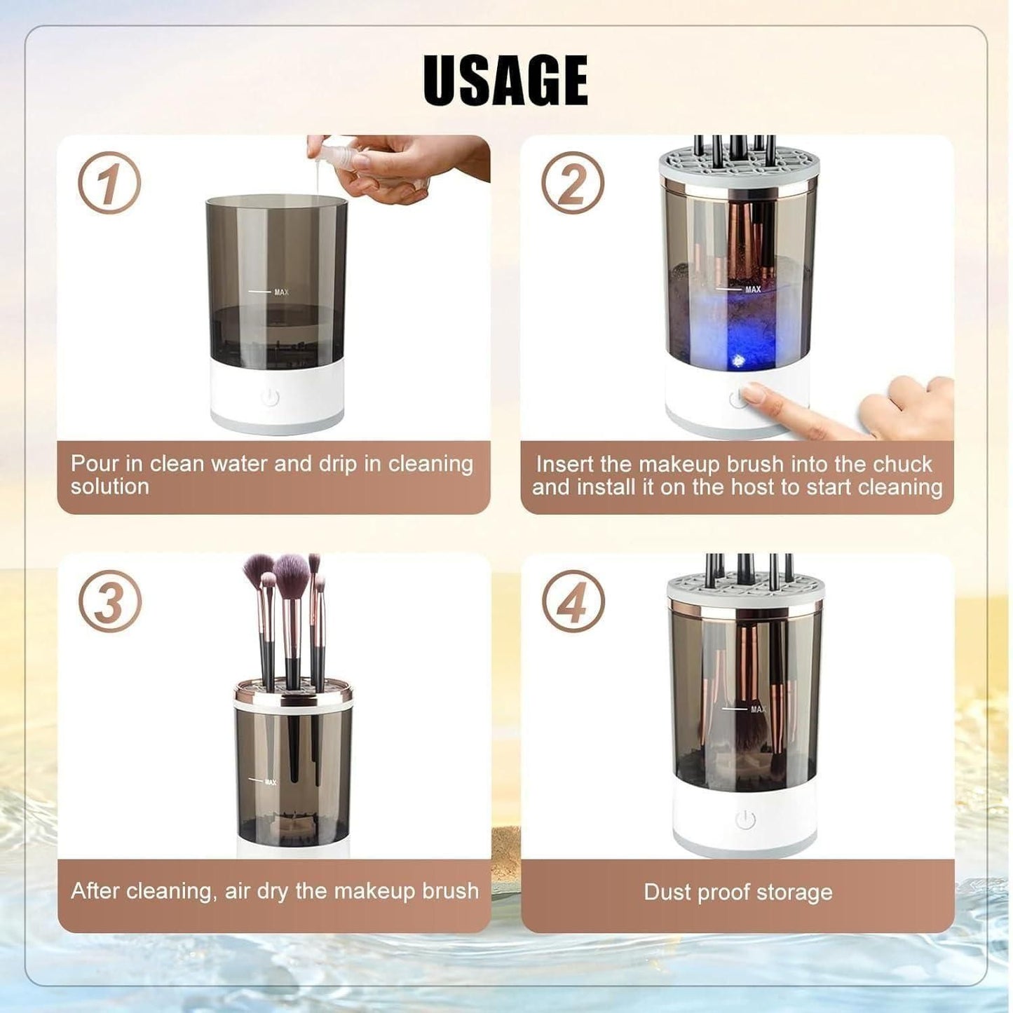 Electric Makeup Brush Cleaner, Rechargeable Automatic Deep Cosmetic Cleaning Device